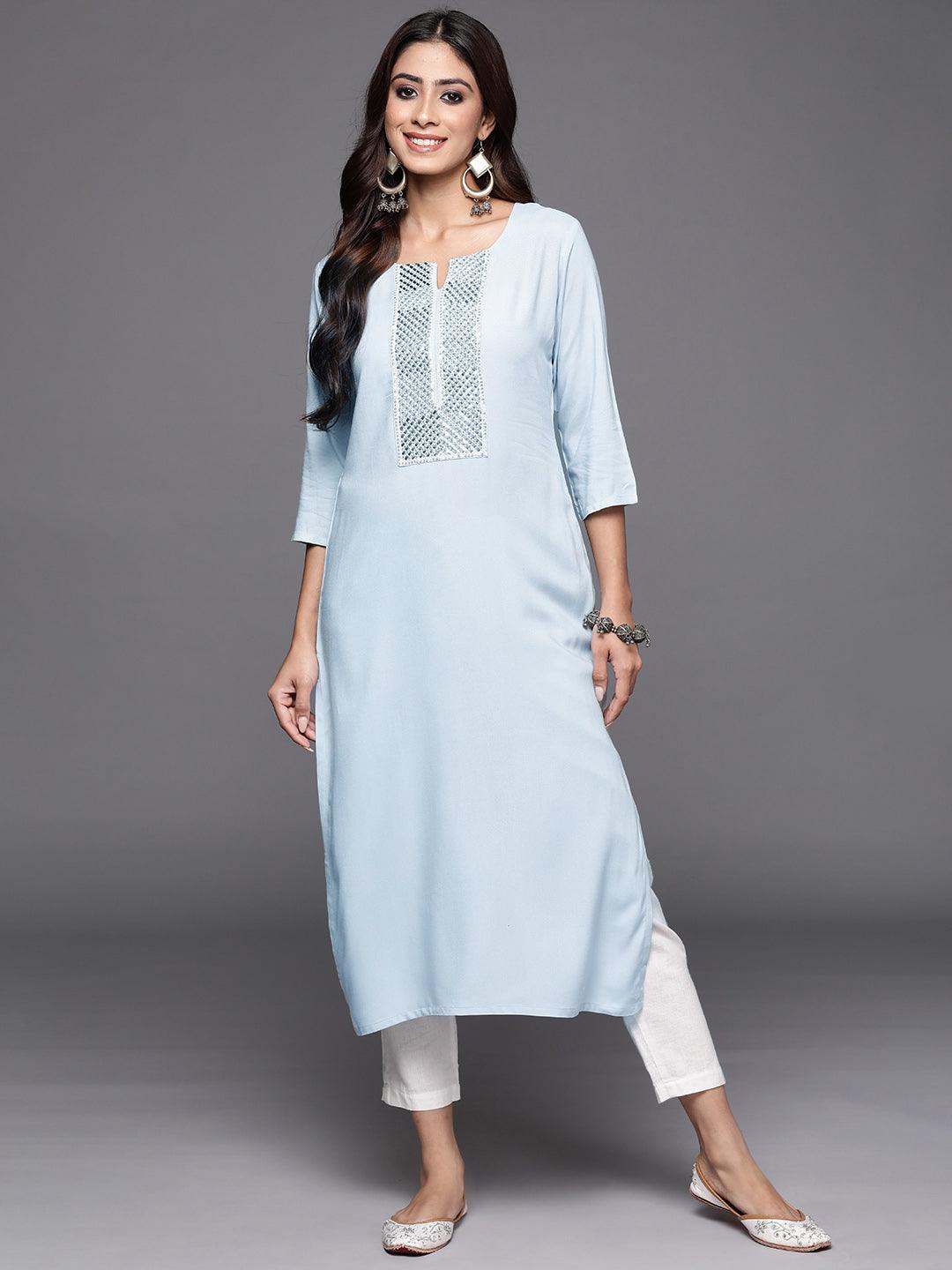 Grey Yoke Design Rayon Straight Kurta - Jashvi