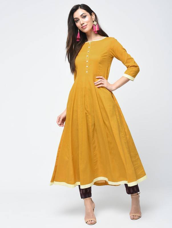 Women's Butterscotch Yellow Anarkali Kurta - Aniyah