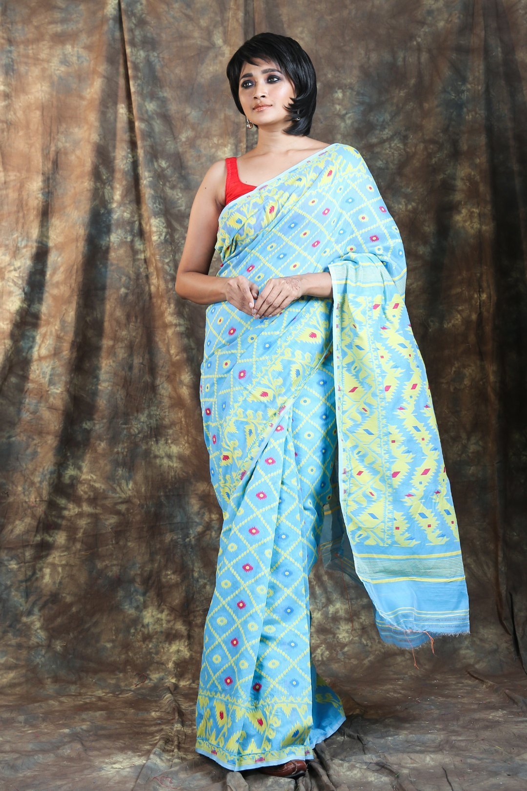 Women's Jamdani Saree With Allover Weaving - Arhi