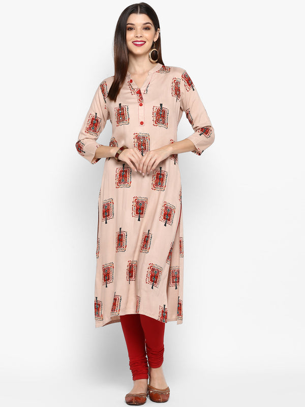 Women's Peach Rayon Kurta By Vbuyz (1Pc)