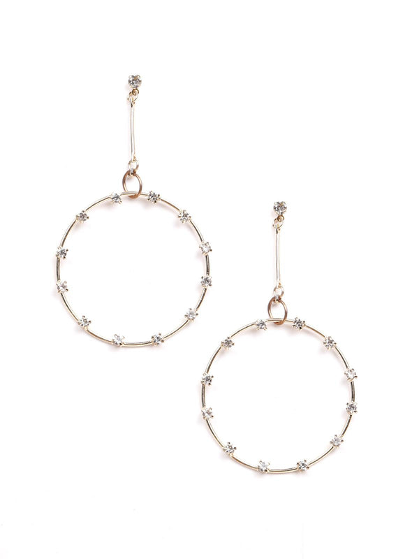 Women's Hoop Golden Drop Studded Earrings - Odette