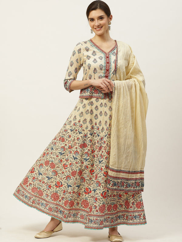 Women's Printed Lehenga Choli Dupatta Set - Juniper