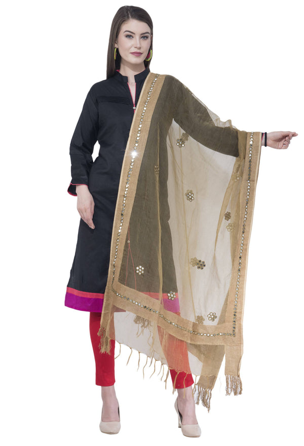 A R SILK Golden Color Fancy Silk Dupattas and Chunnis