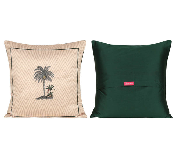 Chevron Palms Satin Blend Cushion Cover Set of 5