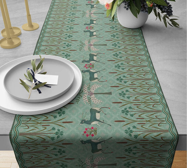 Mirroring Deer Garden Table Runner