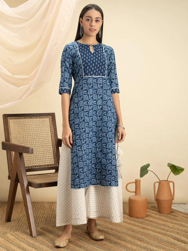 Indigo Printed Cotton Kurta - Jashvi