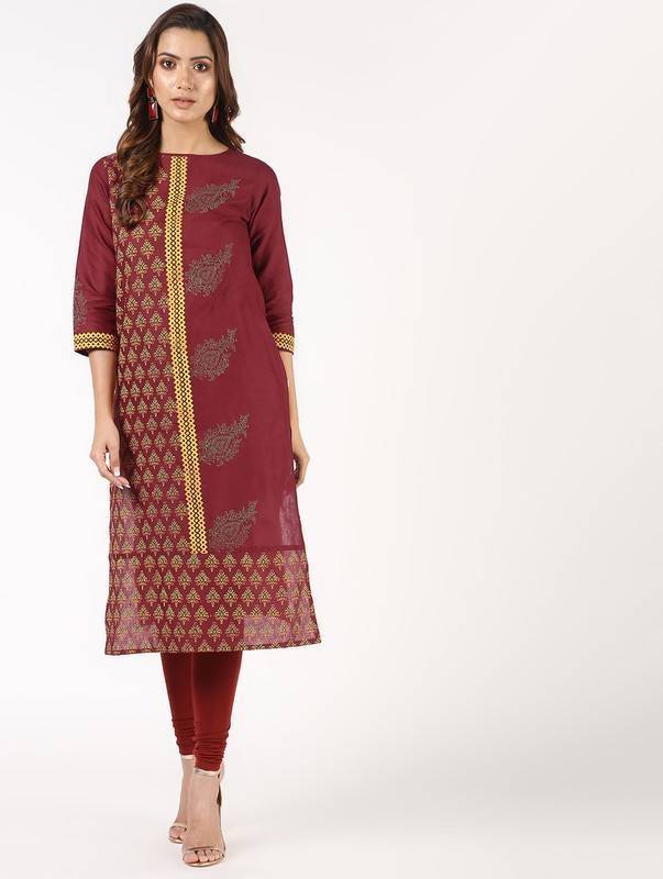 Women's Block Printed Straight Kurta - Aniyah