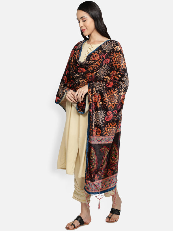 Women's Multicolored Polyster Velvet  Digital Printed Dupatta - VAABA