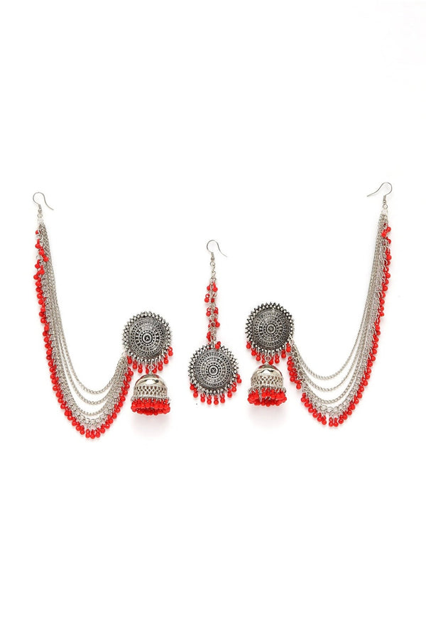 Johar Kamal Bahubali Earrings & Tika Jker_145