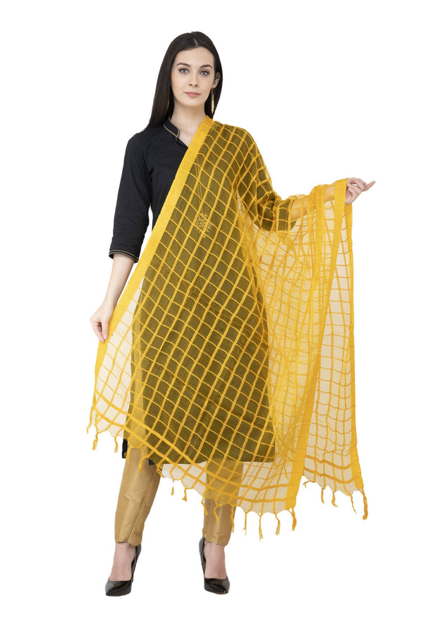 A R SILK Golden Color Fancy Silk Dupattas and Chunnis