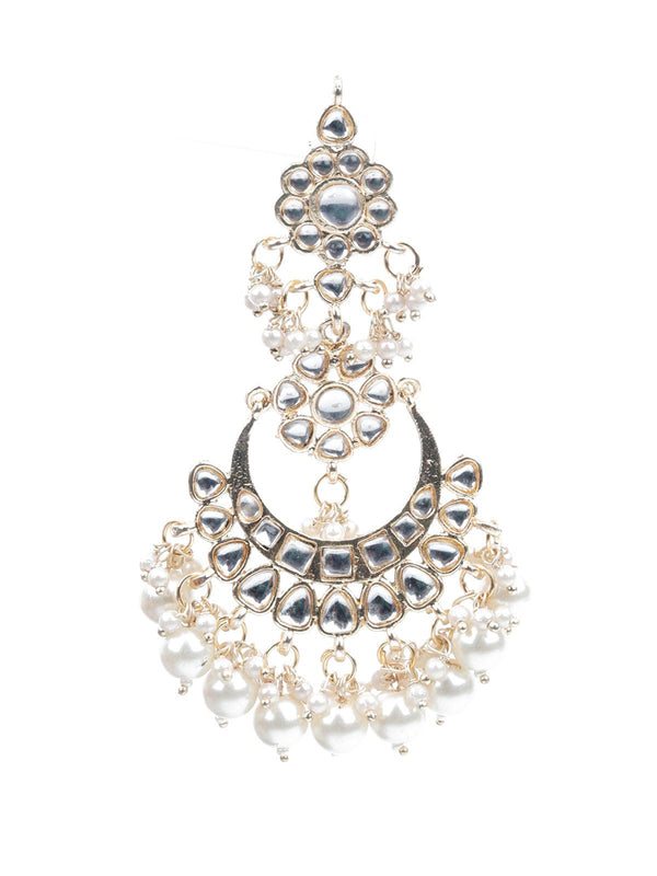 Women's Kundan Studded Chandbali Earrings - Odette