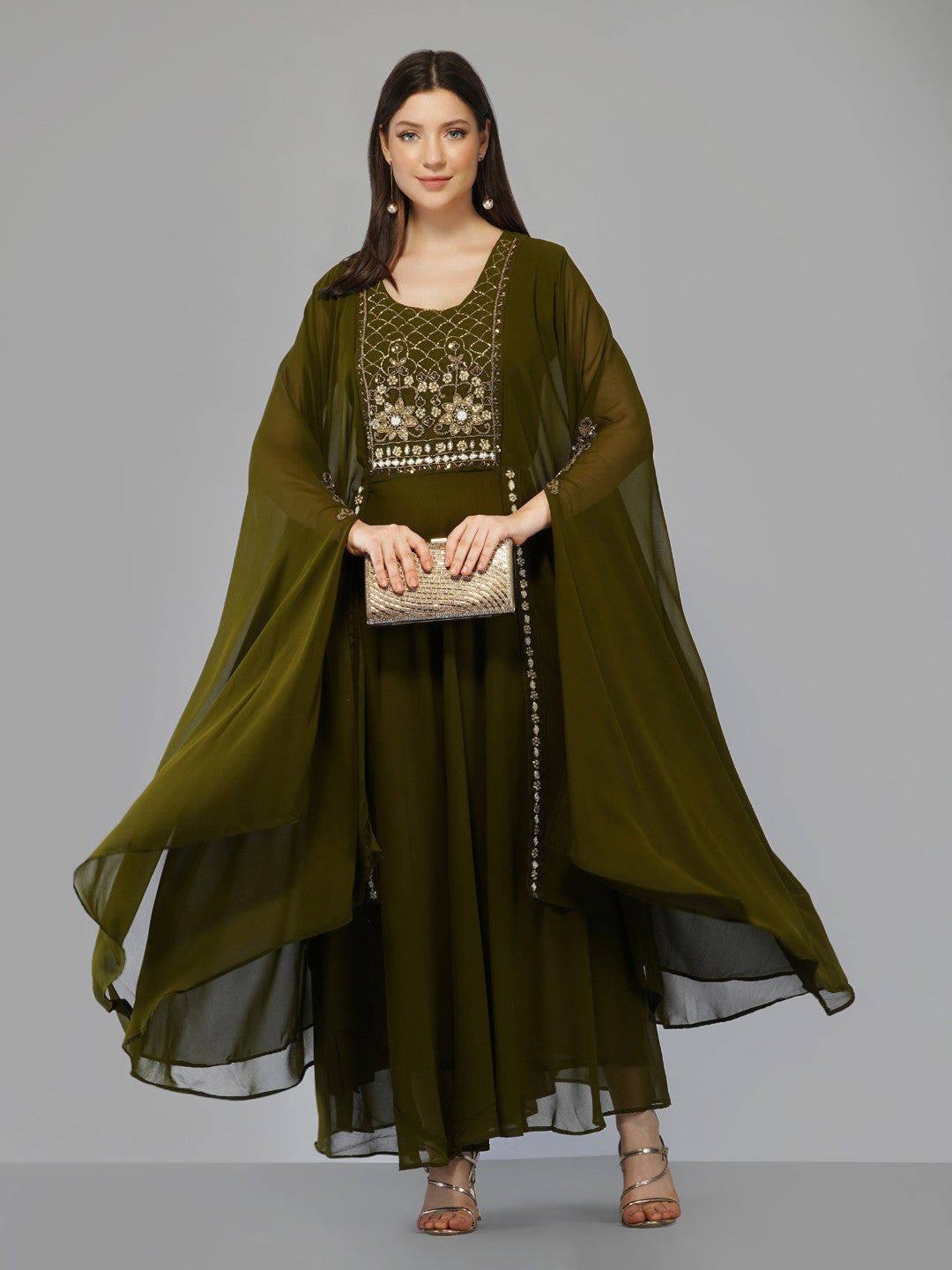 Women's Dark Green Ankle Length A-Line Kurta  - Ziva Fashion