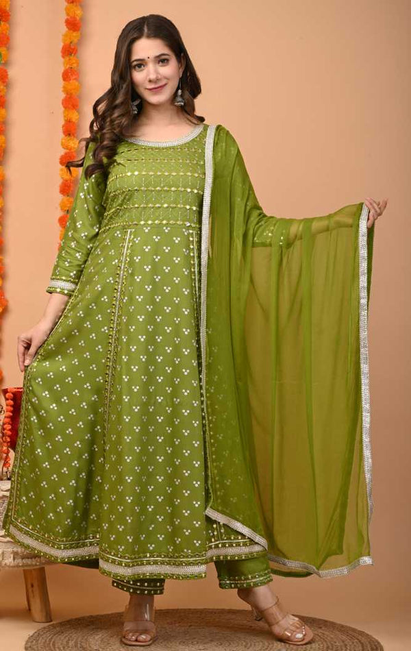 Women's Green Kurta And Palazzo Set Rayon - Noz2Toz