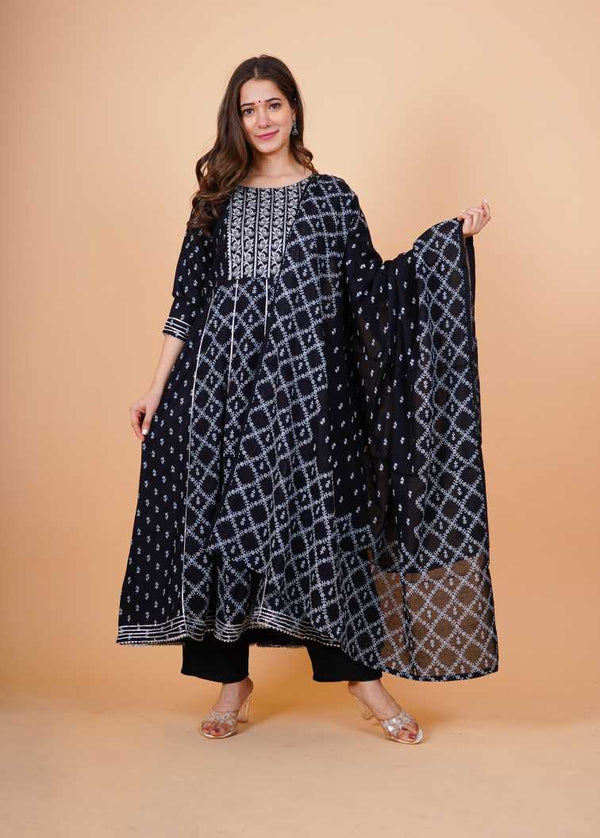 Women's Black Kurta And Palazzo Set Rayon - Noz2Toz