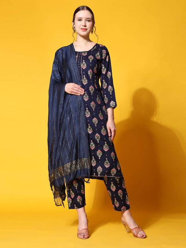 Women's Viscose Rayon Kurta, Pant And Dupatta Set - Noz2Toz