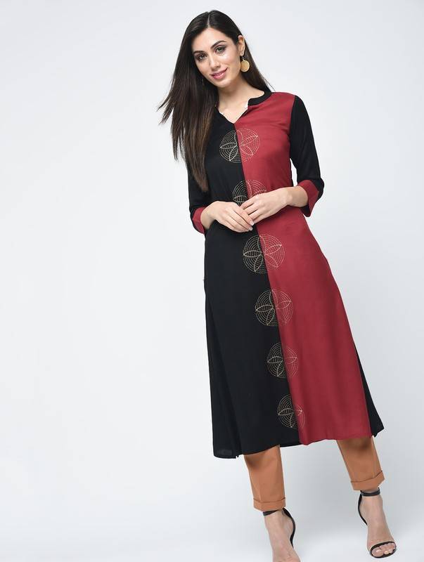 Women's Block Printed Straight Kurta - Aniyah