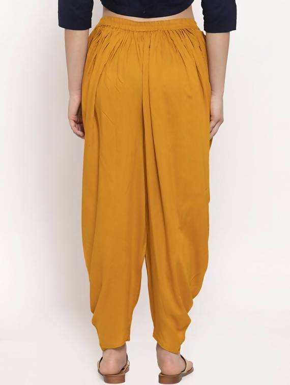 Women's Mustard Viscose Rayon Dhoti Pant - Cheera