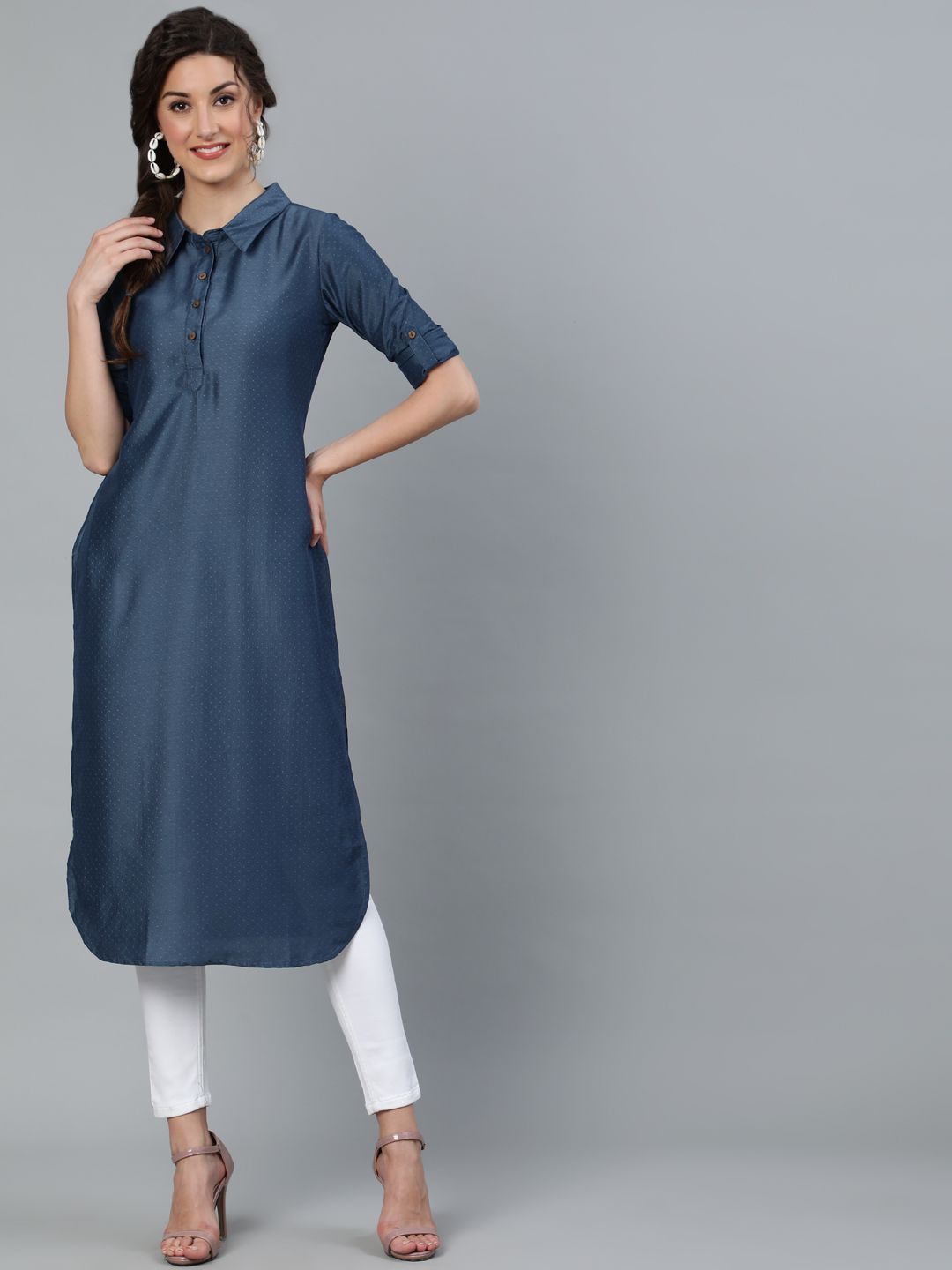 Women's  Chinnon Silk Self Design Pathani Kurta - Aks