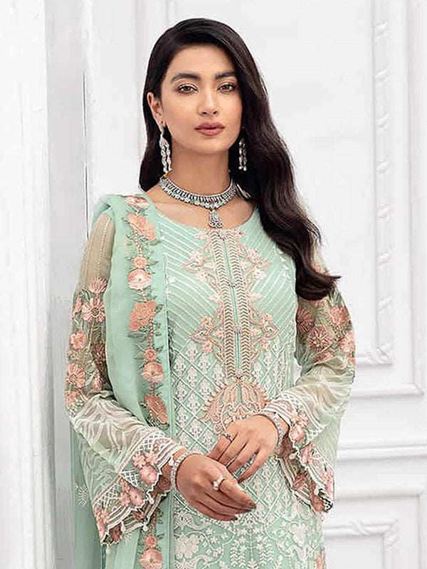 Women's Light Green Embroidered Kurta Set  - Odette