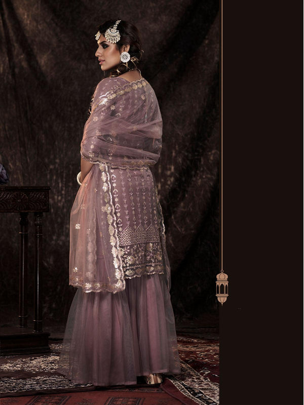 Women's Lilac Stylish Lilac Sharara Suit Set - Odette