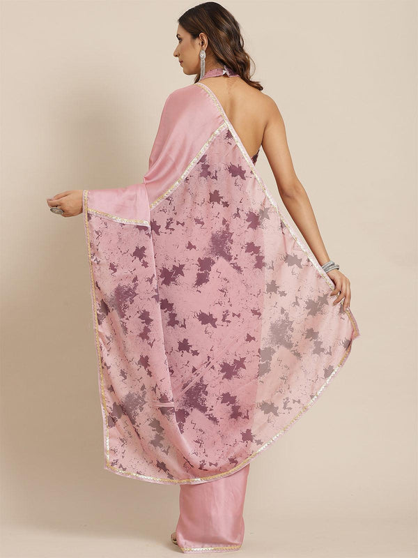 Women's Liva Mauve Digital Print Saree With Blouse Piece - Odette