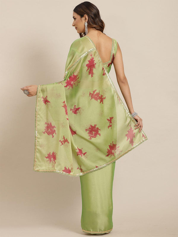 Women's Liva Olive Digital Print Saree With Blouse Piece - Odette