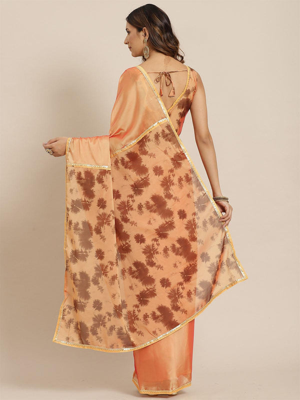 Women's Liva Peach Digital Print Saree With Blouse Piece - Odette