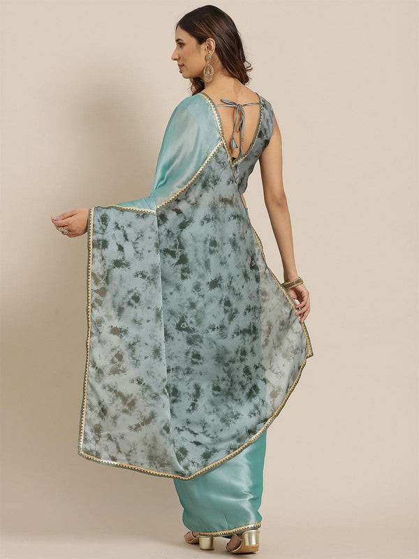 Women's Liva Sea Green Digital Print Saree With Blouse Piece - Odette