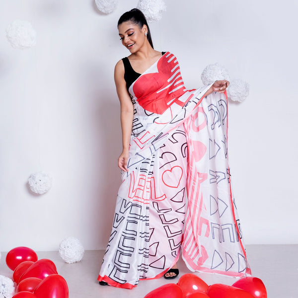 Women's Love Satin Georgette Digital Printed Saree - Boveee