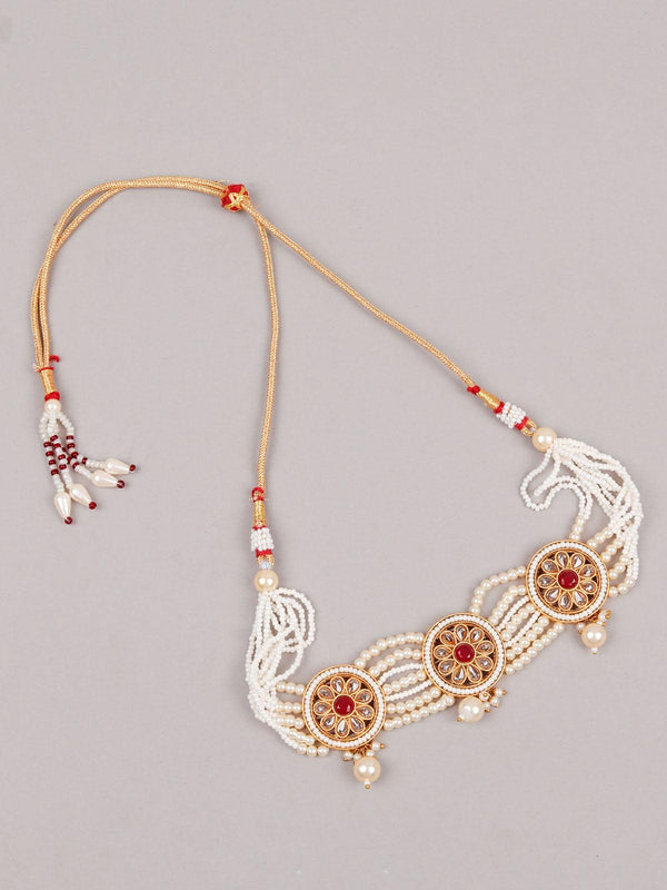 Women's Lovely White Beaded Choker Neck Piece - Odette