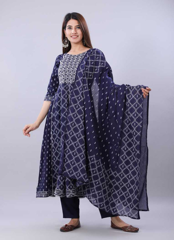 Women's Blue Kurta And Pant Set Rayon - Noz2Toz