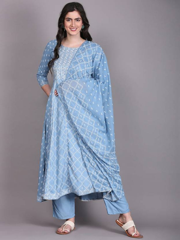 Women's Kurta, Pant And Dupatta Set Cotton Rayon - Taantav