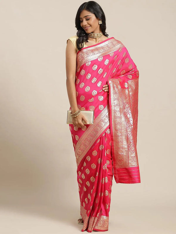 Magenta Woven Design Brocade Saree - Jashvi