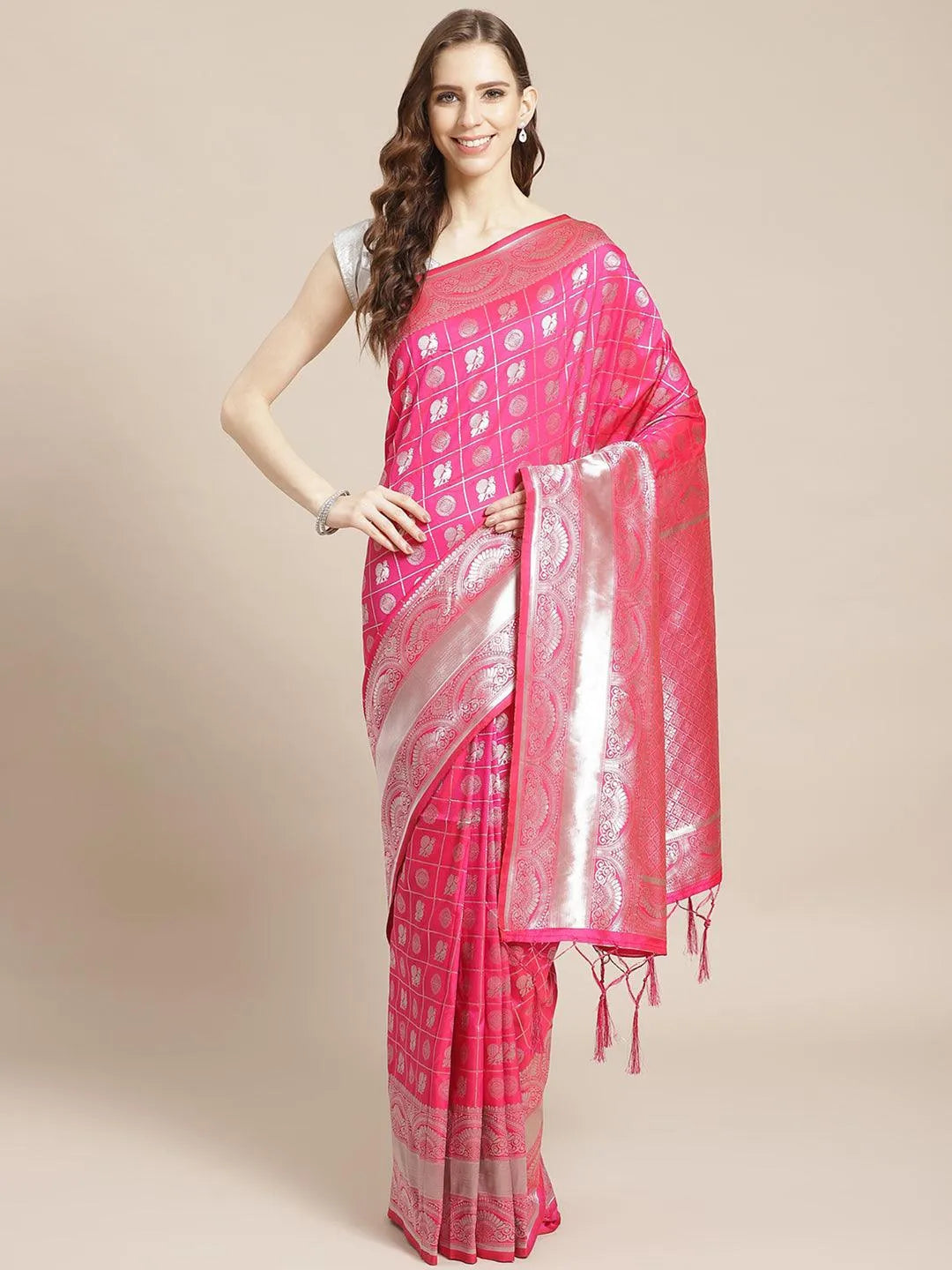 Magenta Woven Design Brocade Saree - Jashvi