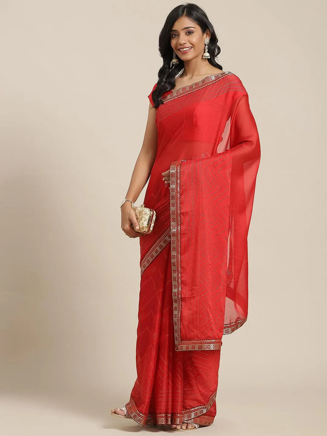 Maroon Printed Georgette Saree - Jashvi