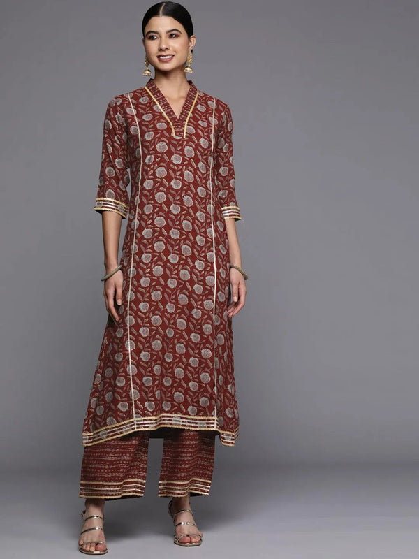 Maroon Printed Rayon A-Line Kurta - Jashvi