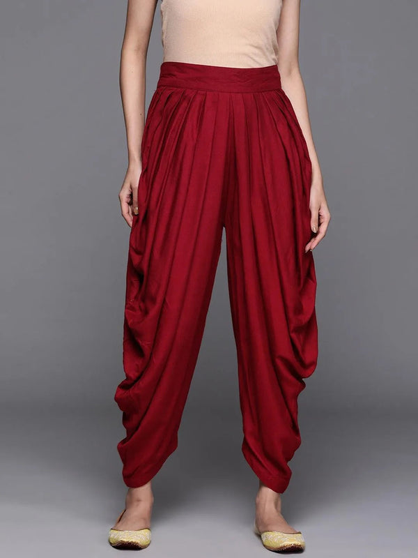 Maroon Solid Rayon Salwar Pants - Jashvi