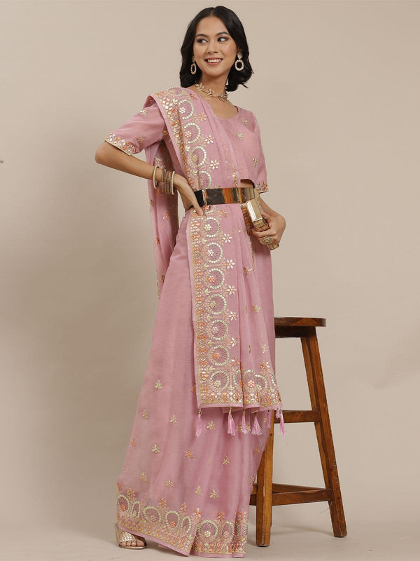 Women's Mauve Designer Art Silk Saree - Odette