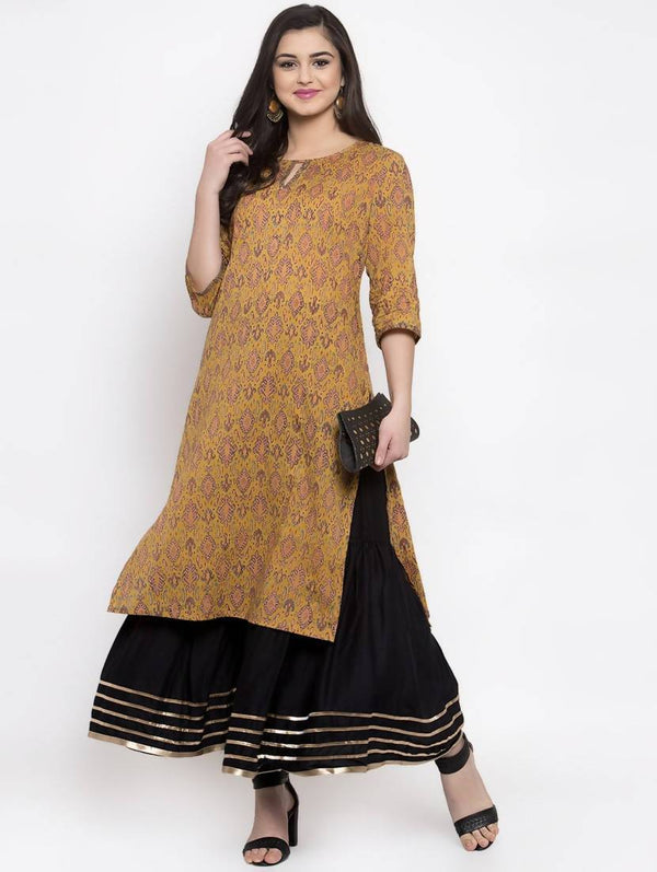 Women's Cotton Black Solid Gota Work Sharara - Cheera