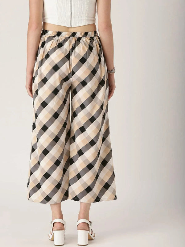 Multicoloured Checkered Crepe Palazzos - Jashvi