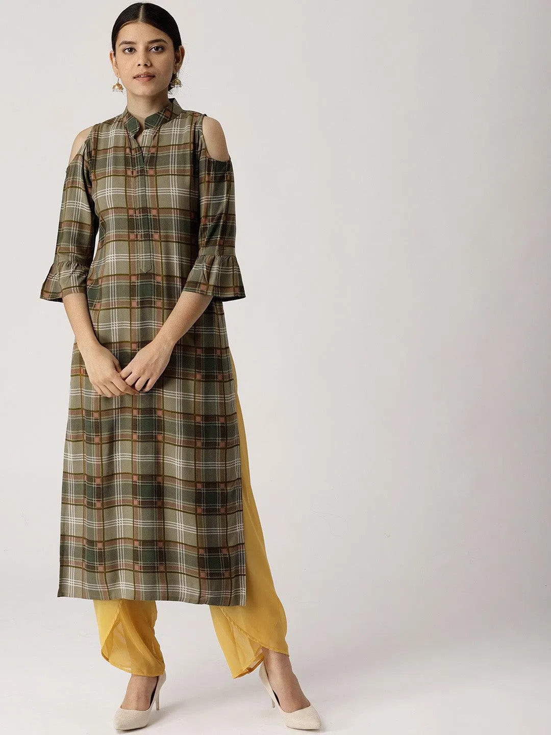 Multicoloured Checkered Rayon Kurta - Jashvi