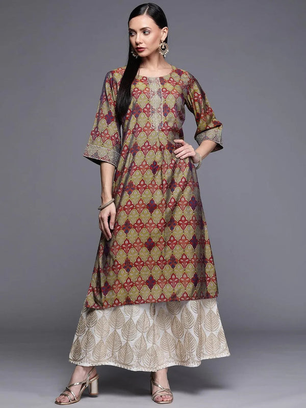 Multicoloured Printed Chanderi Silk Kurta - Jashvi