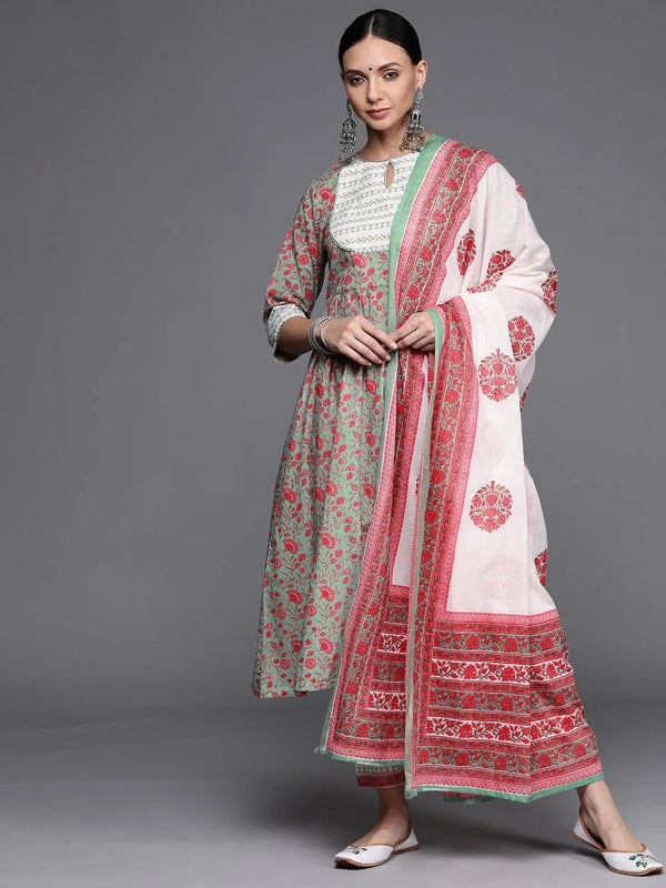 Multicoloured Printed Cotton Suit Set - Jashvi