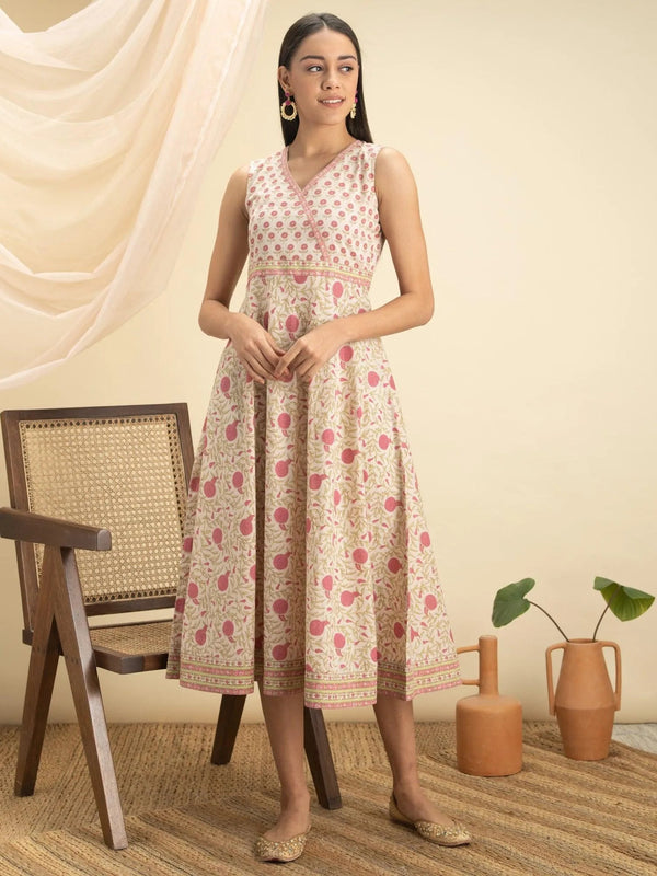 Multicoloured Printed Cotton Dress - Jashvi