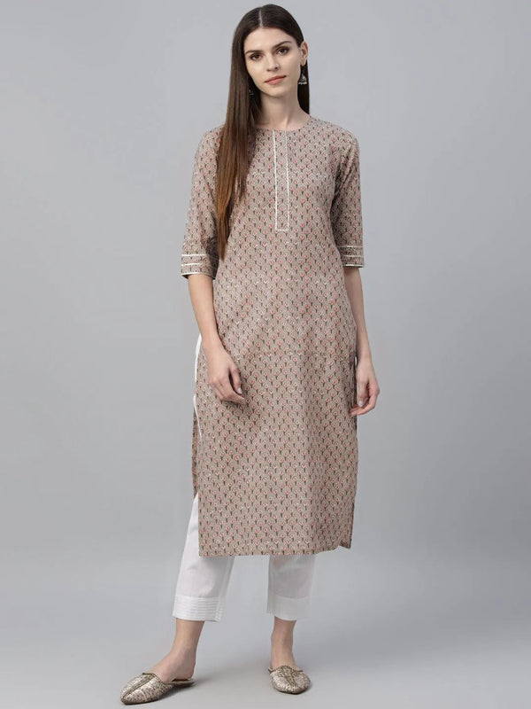 Multicoloured Printed Cotton Kurta