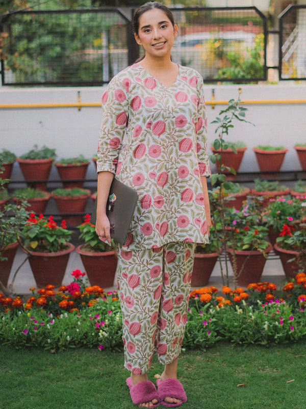 Multicoloured Printed Cotton Night Suit - Jashvi