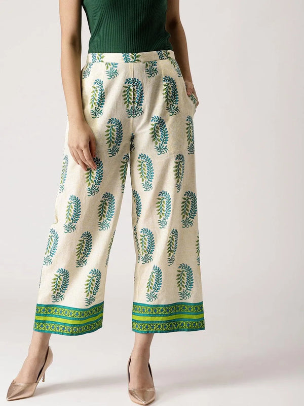 Multicoloured Printed Cotton Palazzos - Jashvi