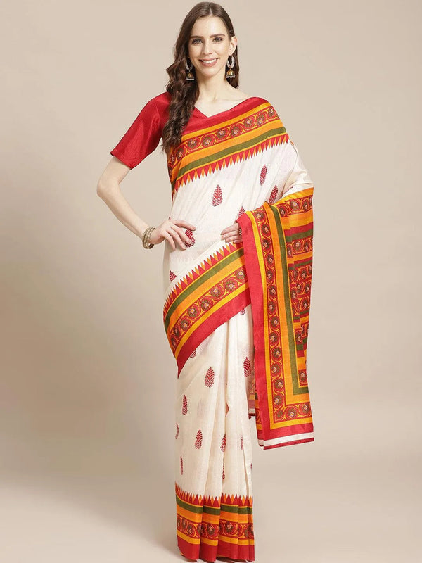 Multicoloured Printed Cotton Saree - Jashvi