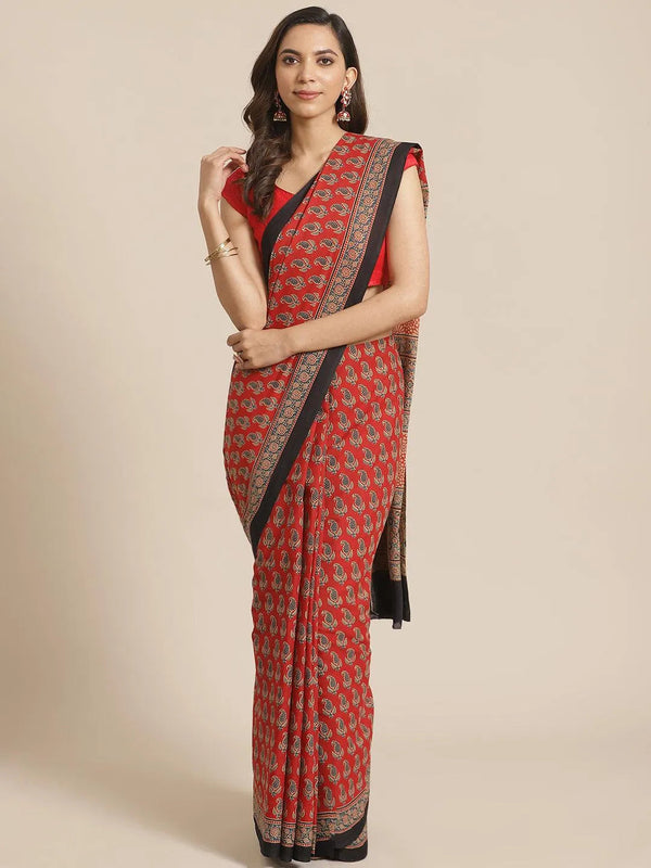 Multicoloured Printed Cotton Saree - Jashvi