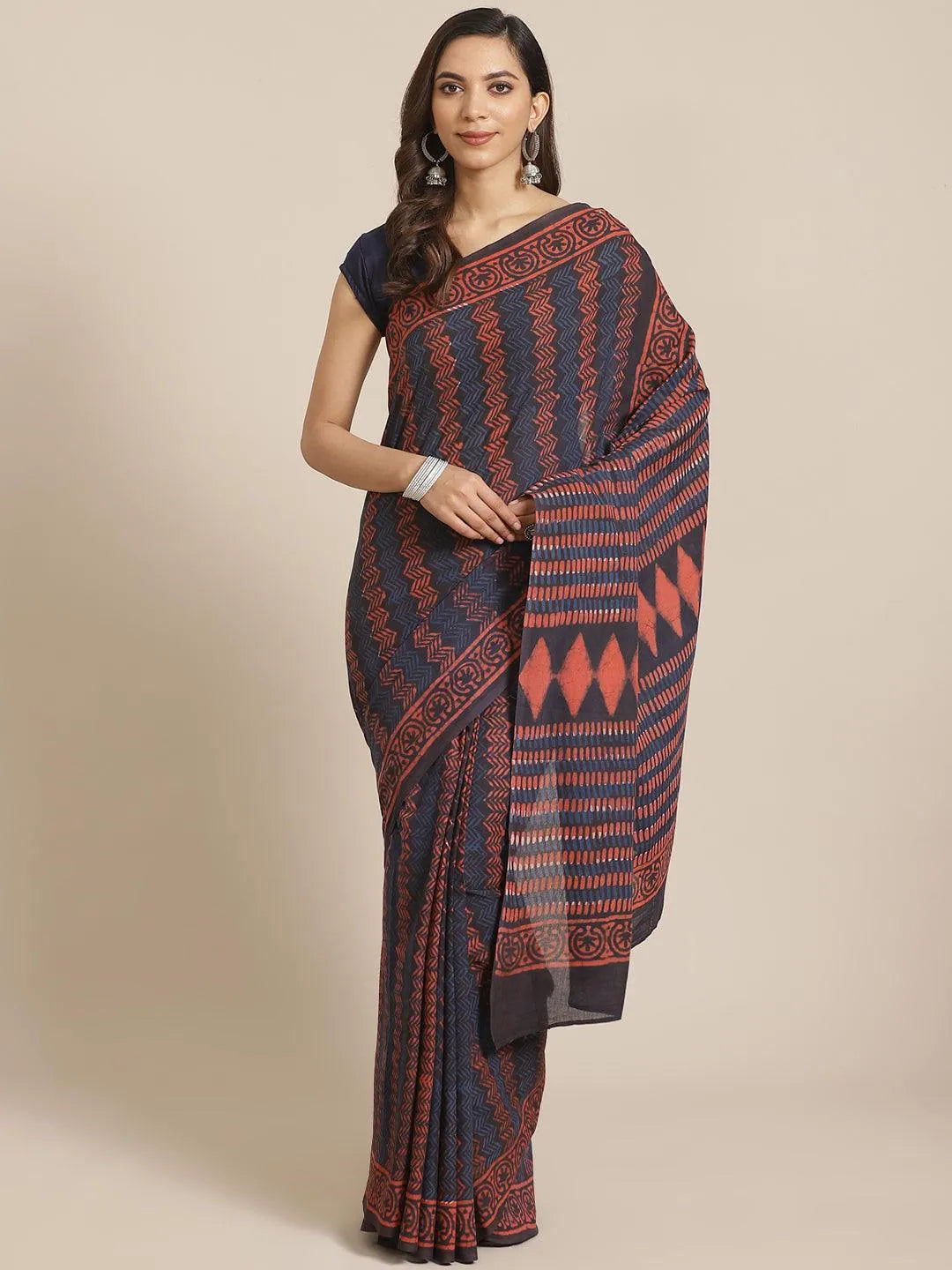 Multicoloured Printed Cotton Saree - Jashvi